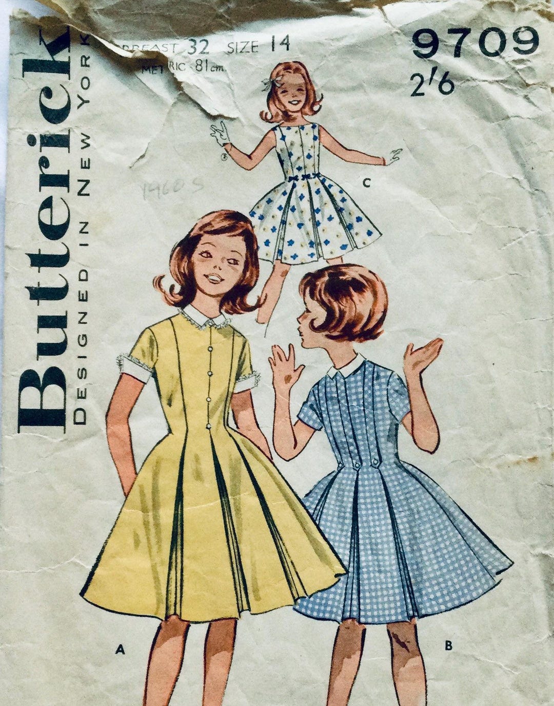 Butterick 9709 Vintage 1960s Sewing Pattern Girl's Princess Seamed
