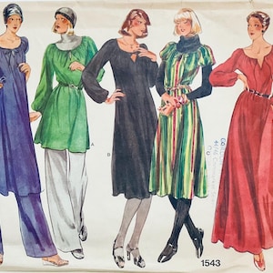 Vogue 1543 Vintage 70s Basic Design Sewing Pattern Misses&#39; Dress Tunic and Pants to fit 36 bust uncut