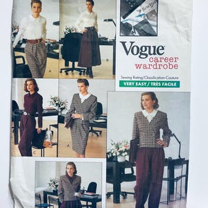 Vogue 2329 Vintage 1989 Very Easy Sewing Pattern Career Wardrobe Misses&#39;/Petite Jacket Blouse Skirt Pants 12 14 16 factory folded