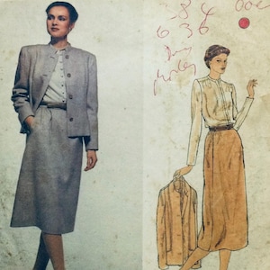 Vogue 2201 Vintage 1970er Jahre Paris Original Pierre Balmain Schnittmuster Jacke Rock Gr 12 geschnitten