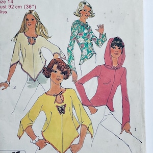 Simplicity 6656 Vintage 1974 Symönster Misses' Jiffy Pullover Toppar 36 byst fabriksvikt