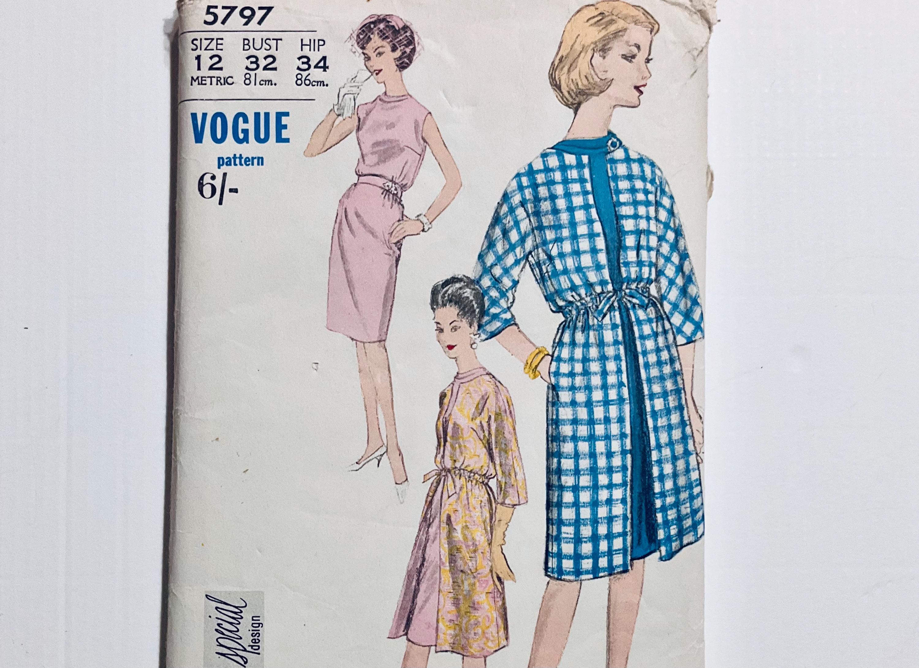 metric dress design Vogue 5797 Special Design Sewing Patern One Piece Dress and Redingote to  Fit Size 32 Inch Bust Factory Folded