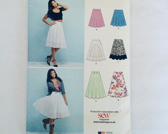 Simplicity 1200 Sewing Pattern Misses Three quarter circle skirt with length variations 6-14 factory folded