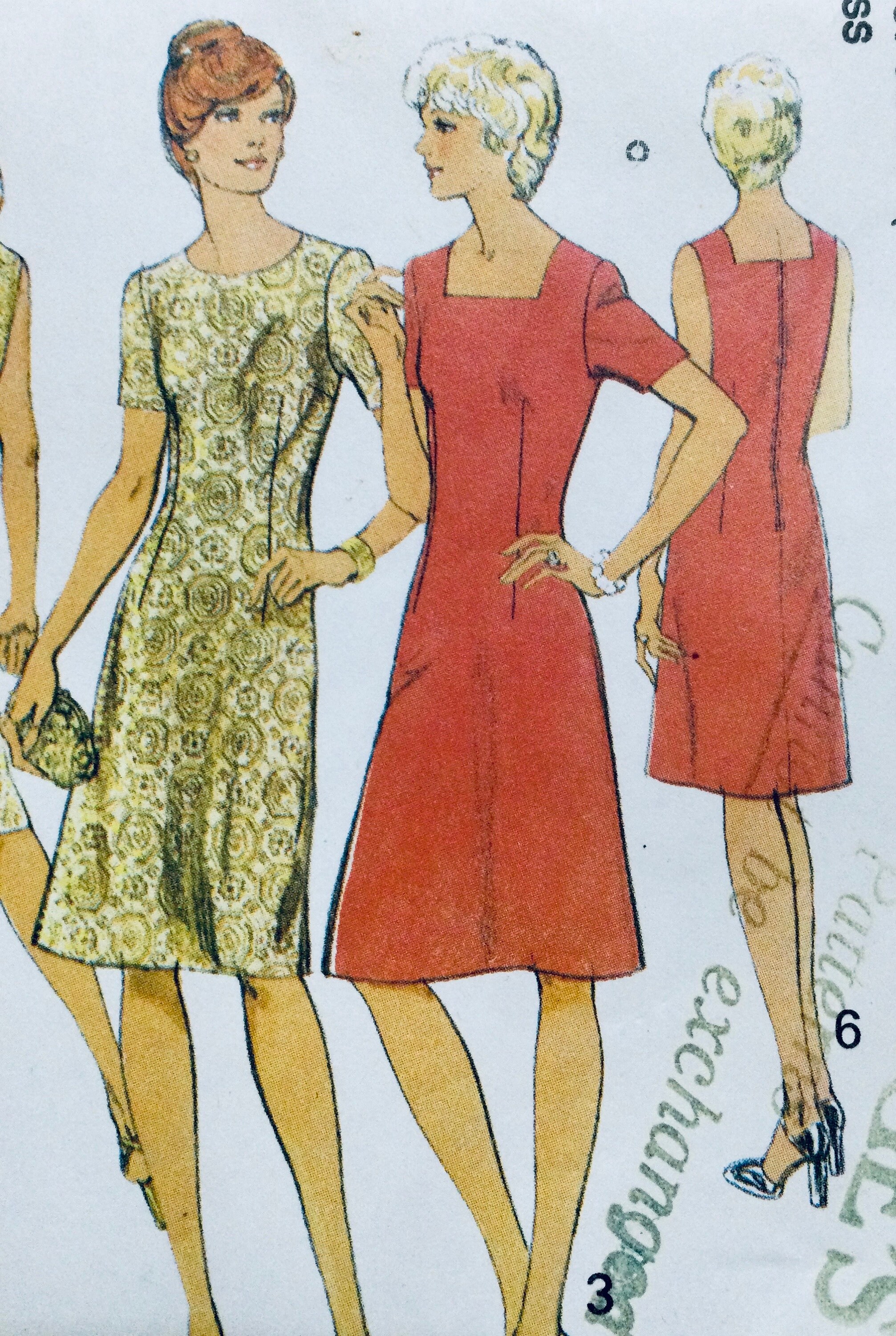 Simplicity 7073 Vintage Sewing Pattern 1975 Misses' Fitted Dress Size ...