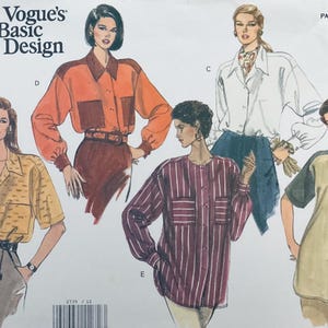 Vogue's Basic Design 2735 Easy Sewing Pattern Misses' Shirt to fit sizes 12 14 and cut to size 16
