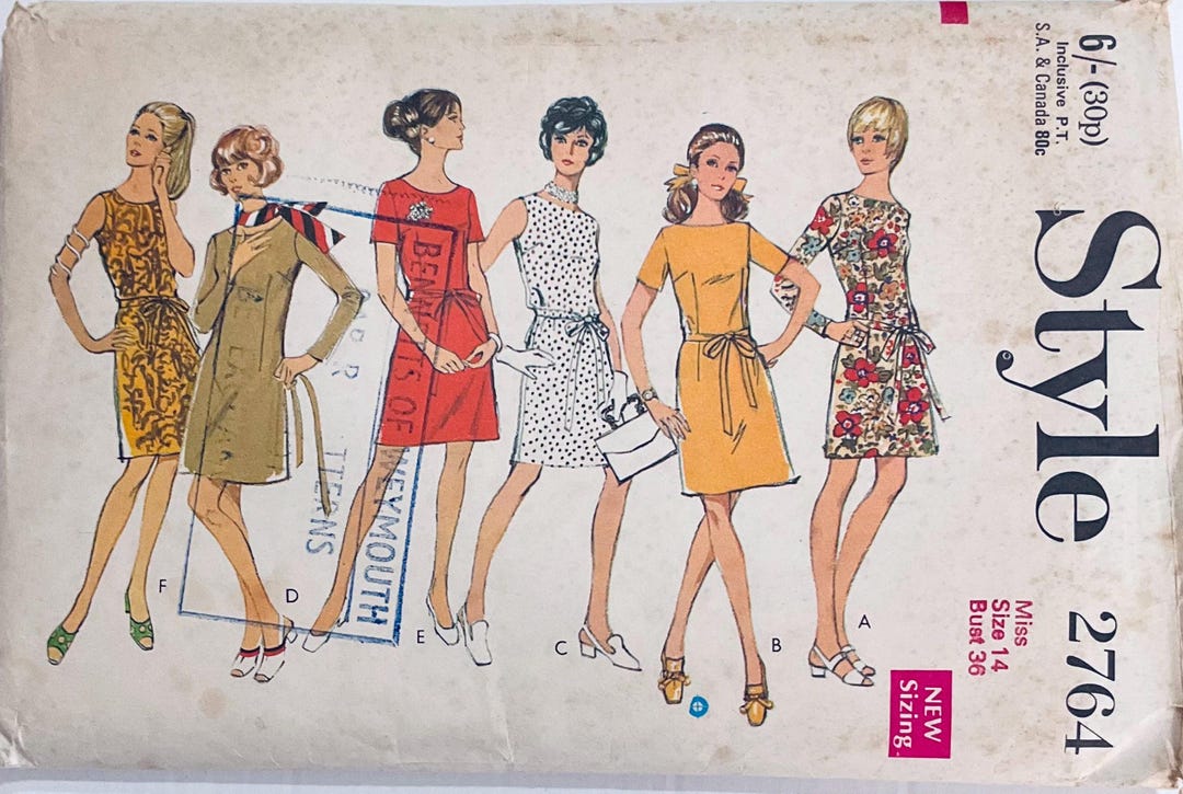 Style 2764 Vintage 1970 Misses Dress Sewing Pattern to Fit Bust 36 ...