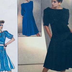 Style 4391 Jasper Conran Dropped waistline Dress Pattern with boat neckline Size 14 36in bust uncut factory folded