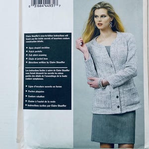 Vogue 8893 Claire Shaeffer's Custom Couture Sewing Pattern Misses' Jacket Factory Folded 8 to 16