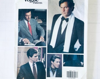 Vogue 2826 Vintage 80s Sewing Pattern Men's Ties, Ascot, Scarf and Cummerbund only one tie cut