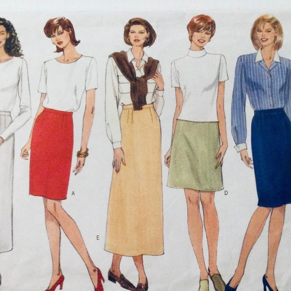 Butterick 5317 Vintage 90s Pattern Misses' easy lined skirts View d/e cut to 14/16  View A/B 14 16 18