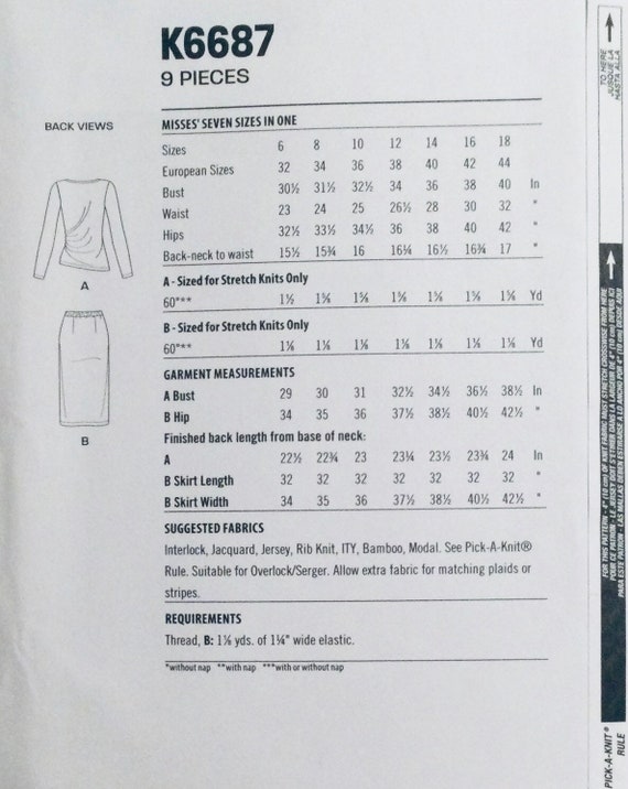 Patron De Couture NEWLOOK 6687 - Blouse Et Jupe Pour Femme - Tailles 34 à 46 - Neuf, Jamais Utilisé