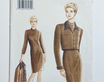 Vogue 9362 Vintage 1995 Very Easy Sewing Pattern Misses' Reversible Jacket and Dress sizes 14 16 18 factory folded