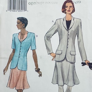 Vogue 9136 Vintage sömnadsmönster 1994 Mycket enkel jacka och kjol för fröknar storlekar 14 16 18 fabriksvikt