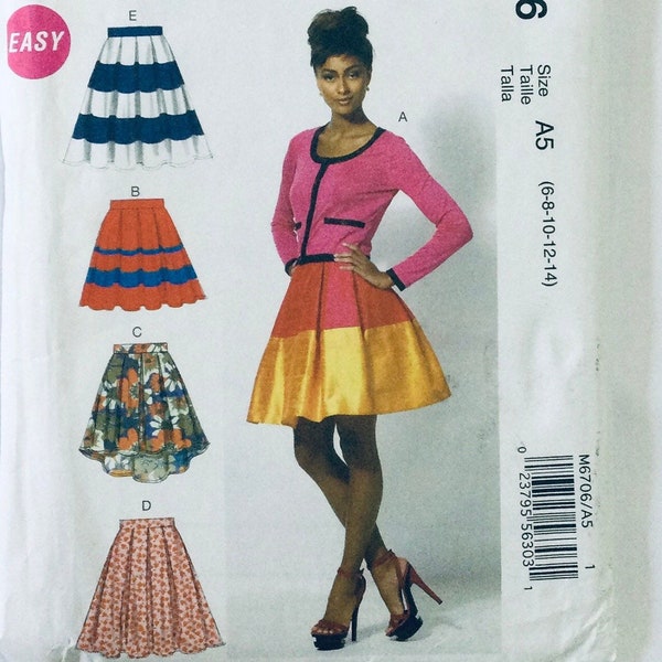 McCall's 6706 Easy Sewing Pattern Misses' Skirts and Petticoat 6-14 used