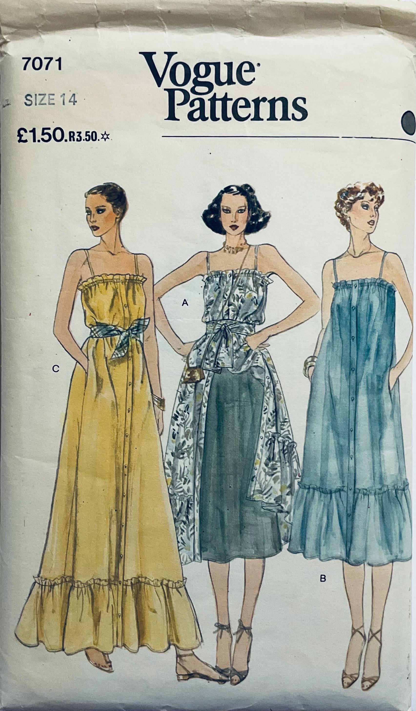 Vogue 7071 Vintage 1979 Sewing Pattern Misses' Loose-fitting Dress