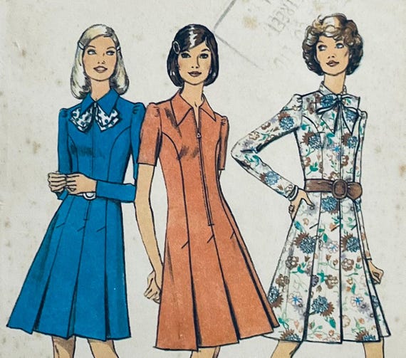 Style 3793 Vintage 1972 Sewing Pattern Misses Dress Size 12 34