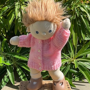 Dinkum Doll&#39;s Handknitted Jacket Cardigan in Pink