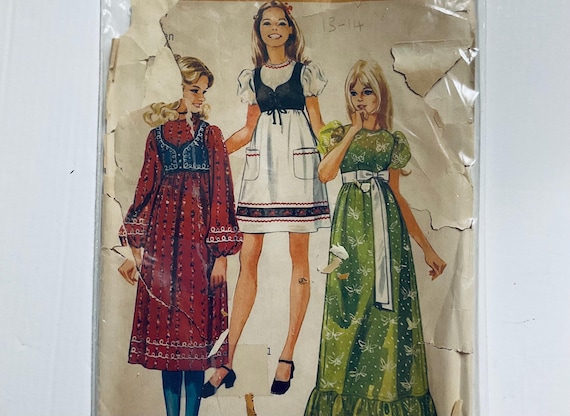 Simplicity 9276 Vintage 1971 Sewing Pattern Junior/Teens Dress and Bolero sizes 13-14 33.5 inch bust cut complete