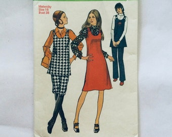 Simplicity 9594 Sewing Pattern Vintage 1971 Maternity Jumper and pants bust 38 used