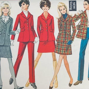 Simplicity 7827 Vintage 1968 Symönster Misses' Jacka Byxor Kjol Helskuren storlek 14