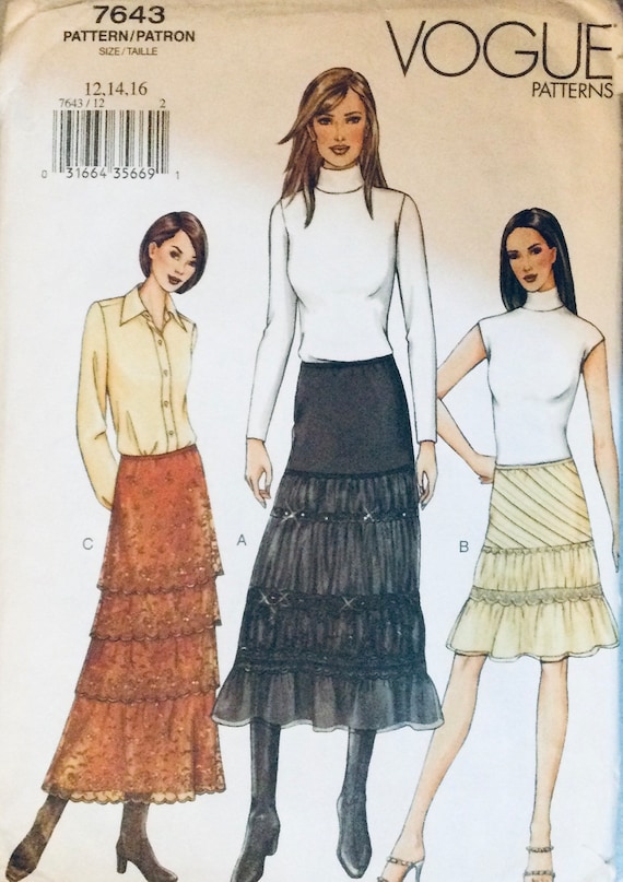 Vogue tiered cheap skirt pattern