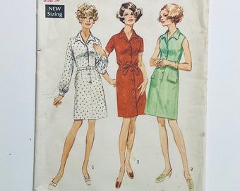 Simplicity 8329 Vintage 1971 Sewing Pattern Misses' button through dress bust 34 cut complete