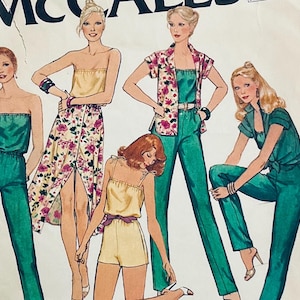 McCall&#39;s 6539 Vintage 1979 Quick & Easy Sewing Pattern Misses&#39; Jumpsuit, Top and Skirt to fit 38 bust cut complete