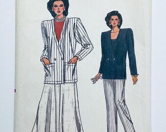 Very Easy Very Vogue 9791 vintage 1986 Sewing Pattern Misses' Jacket, Skirt and Pants 14 16 18 complete not cut to size