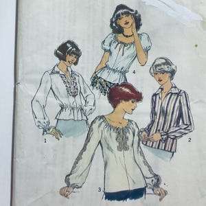 Patrón de costura estilo 1524 Vintage 1976 para blusas de señora, talla 10, dobladas de fábrica