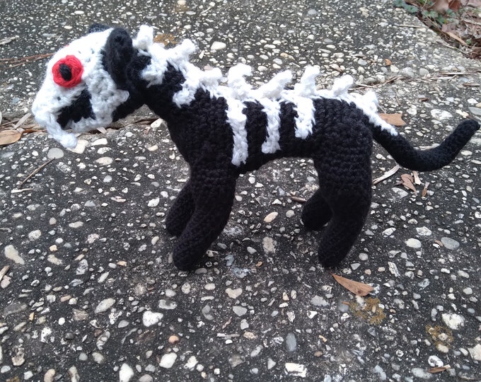 Exoskeleton Crochet Cat, Monster Cat With Spine, Black Cat Plush, Ready