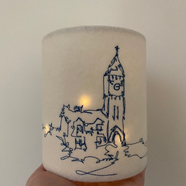 Porthleven Clock Tower Embroidered Lantern