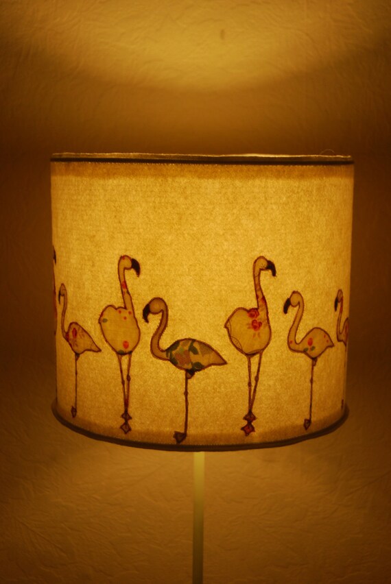 Items similar to Embroidered Flamingo Lampshade on Etsy
