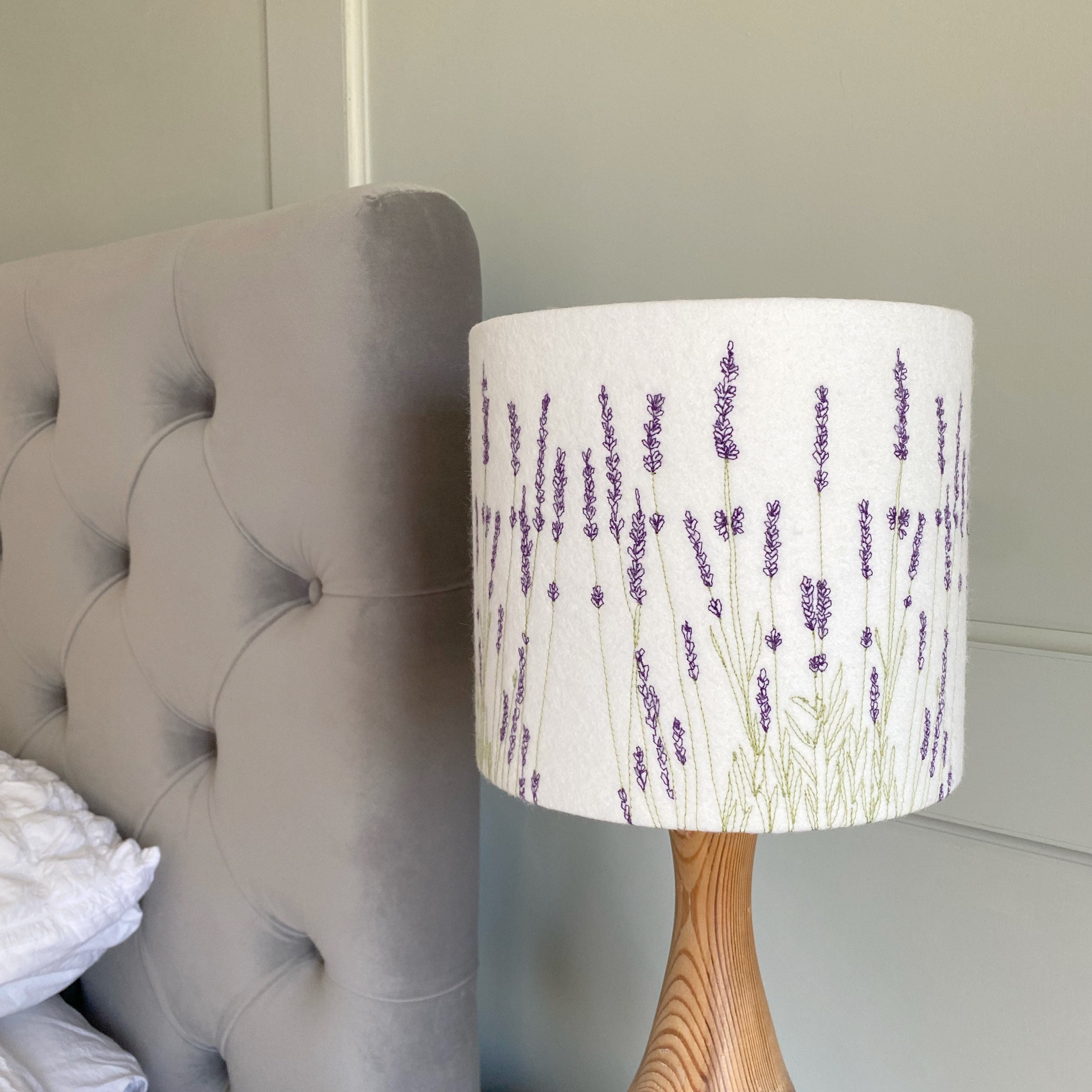 Lampshade Embroidered Lavender Lighting 30cm diameter Etsy