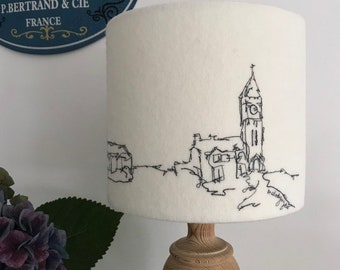 Porthleven Clock Tower Embroidered Lampshade