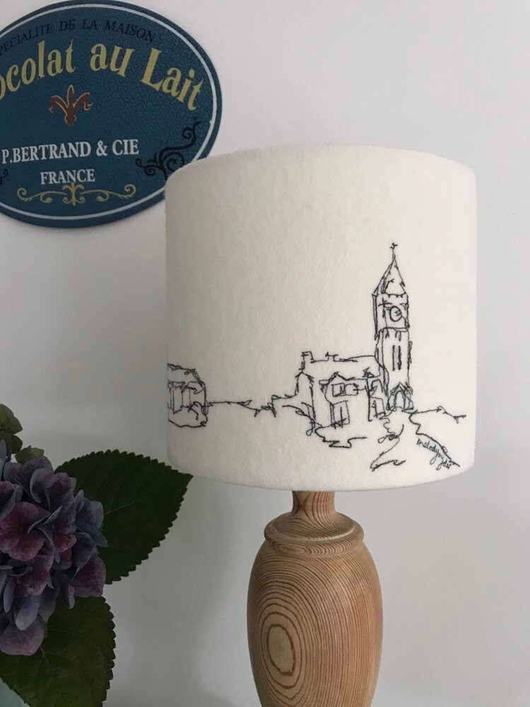 Porthleven Clock Tower Embroidered Lampshade