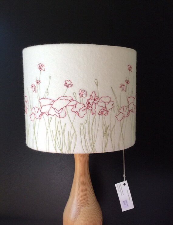 Embroidered 'Poppy' Lampshade. Etsy