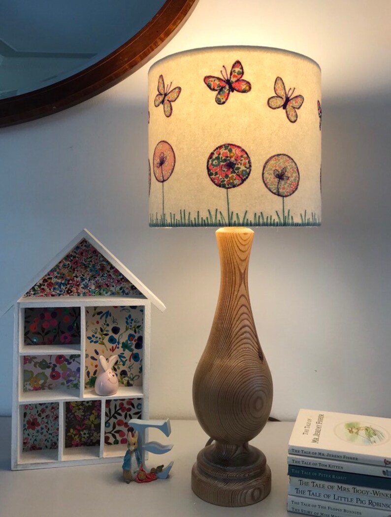 Lampshade Butterfly Appliqué Embroidered Stitched Etsy