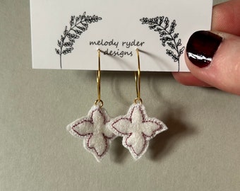 Hydrangea embroidered earrings