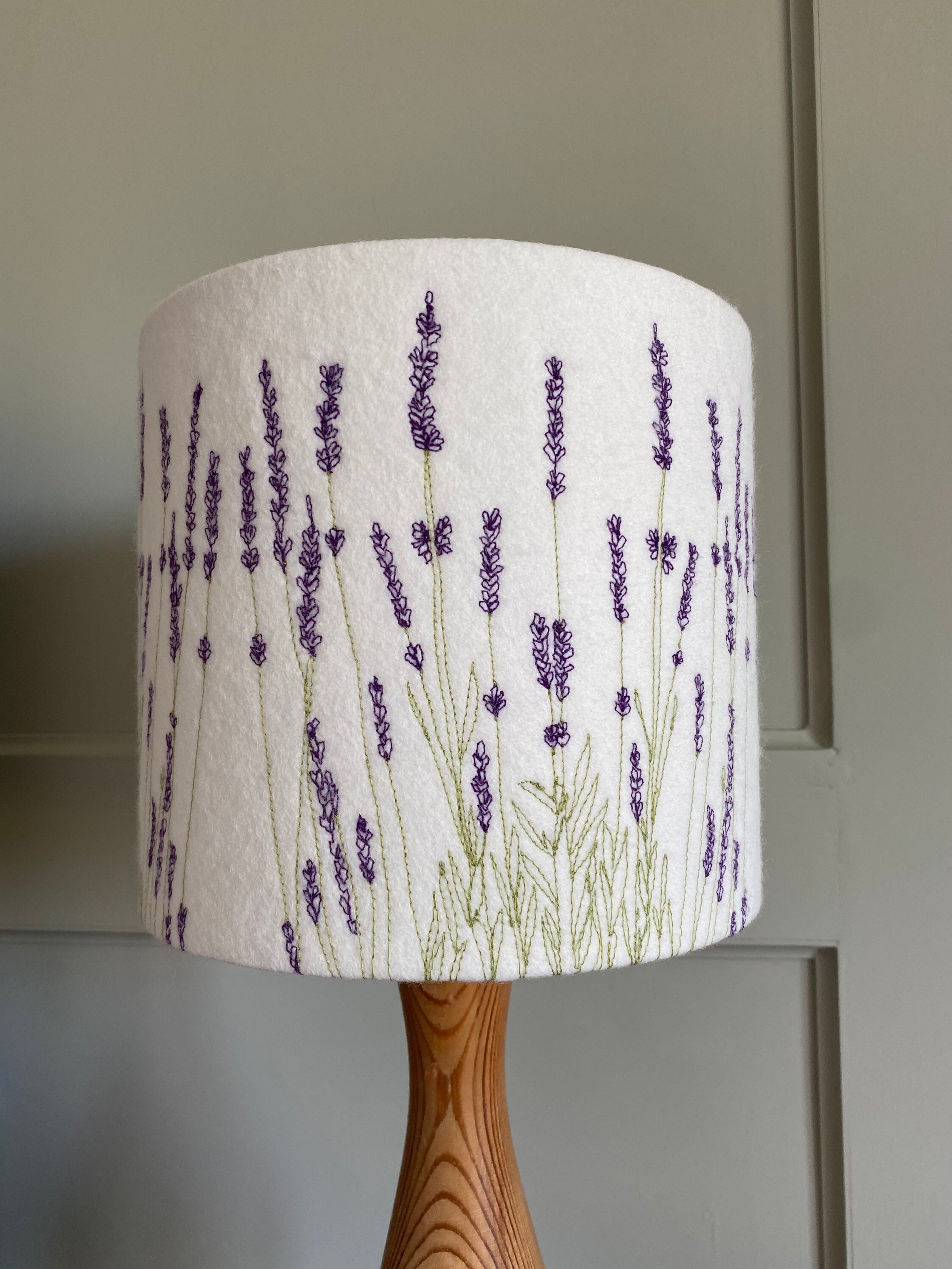 Lampshade Embroidered Lavender Lighting 30cm diameter Etsy