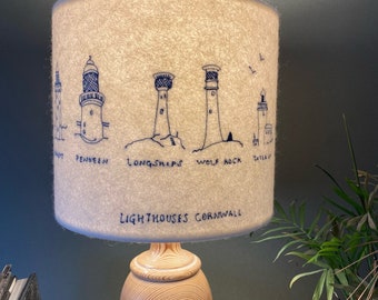 Cornish Lighthouse Lampshade collaboration with Hermione Rose