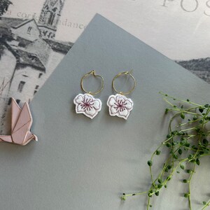 Earrings Blackberry flower embroidered image 1