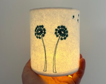 Dandelion Clock Embroidered Lantern