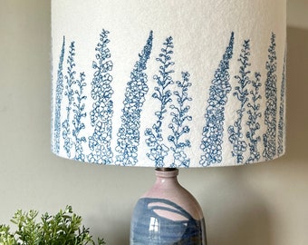 Lampshade Delphinium Embroidered