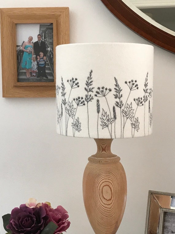 Lampshade Hedgerow Embroidered Stitched Felt Etsy