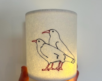 Embroidered Cornish Chough Lantern