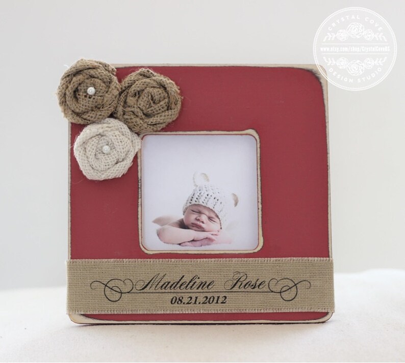 Hot Pink Baby Nursery Picture Frame. Burlap Personalized Gift Etsy