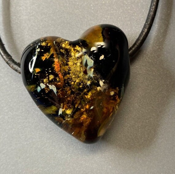 Leather Bracelet Ashes Into Glass Charm PET MEMORIAL GLASS