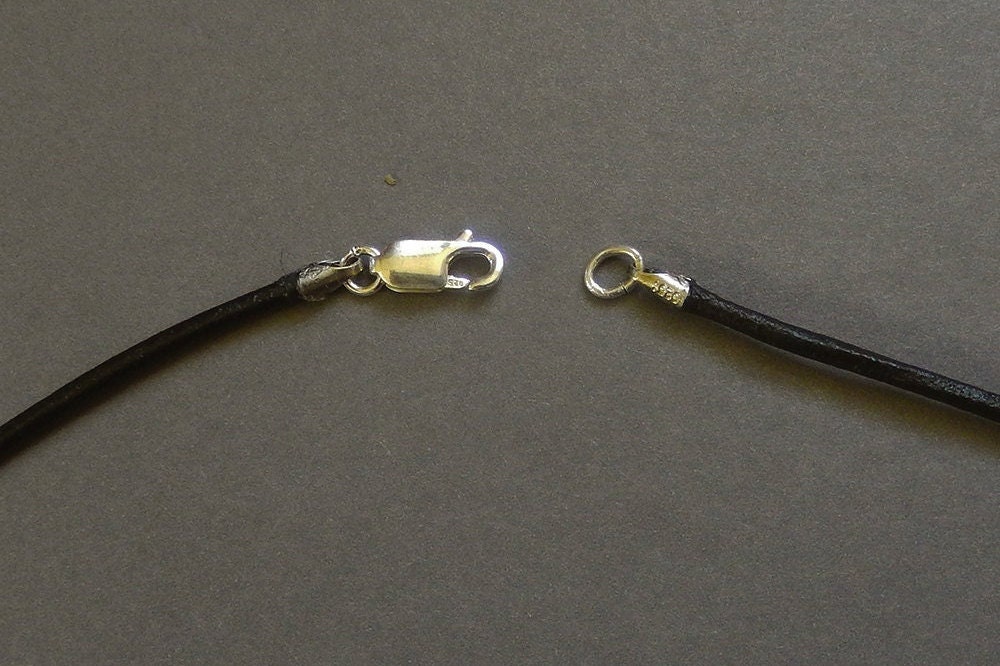 Black Leather Cord Necklace, 1.0mm 1.5mm 2.0mm 3.0mm Genuine