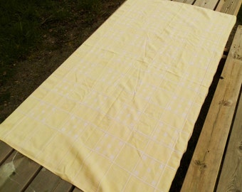 Vintage Danish Pale Yellow Cotton Tablecloth / Nordic Decor / Scandinavian Fabric / Denmark / Tableware/ Retro Home Decor/ European/ Vintage