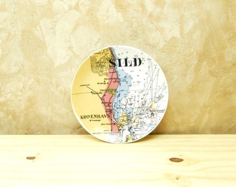 Vintage GDR Ceramic Plate with Marin Map of Copenhagen / East German / Nautical Decor / Scandinavian / Decorative Plate / European Home